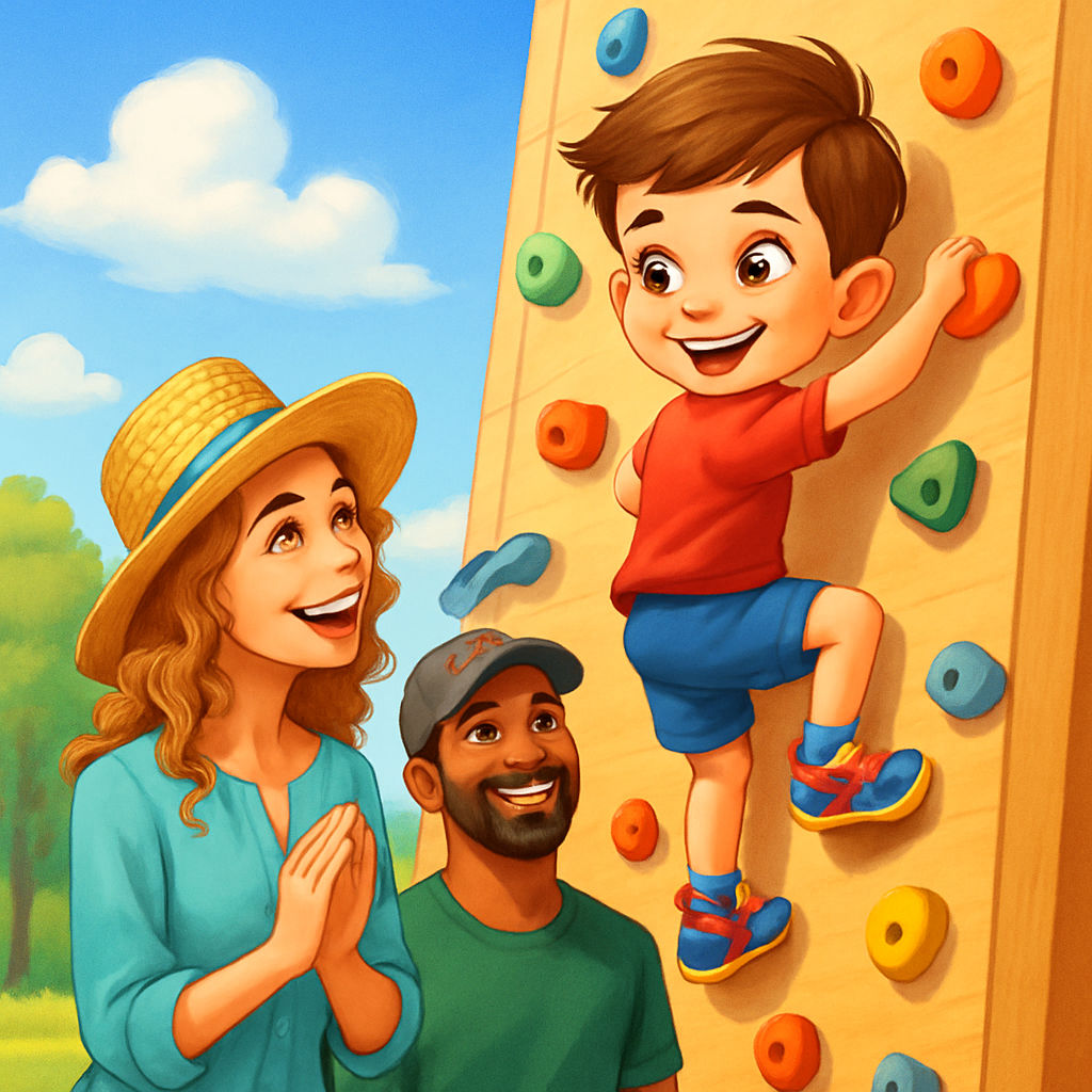 KidsAIStory: Alex's Rock Wall Adventure – rock climbing, adventure, family, outdoors